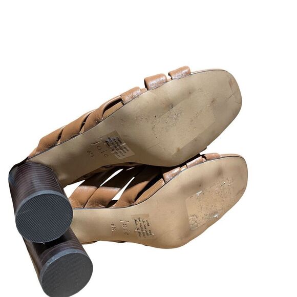 JOIE Sandals WMNS 6.5 Brown Leather Luz Crisscross Heels Block Open Toe Slip On - Picture 6 of 8